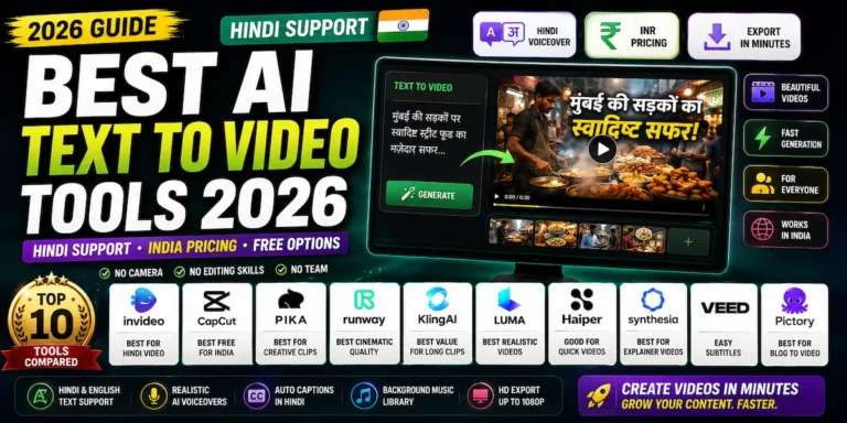 Best AI text to video tools 2026 with Hindi support — India guide