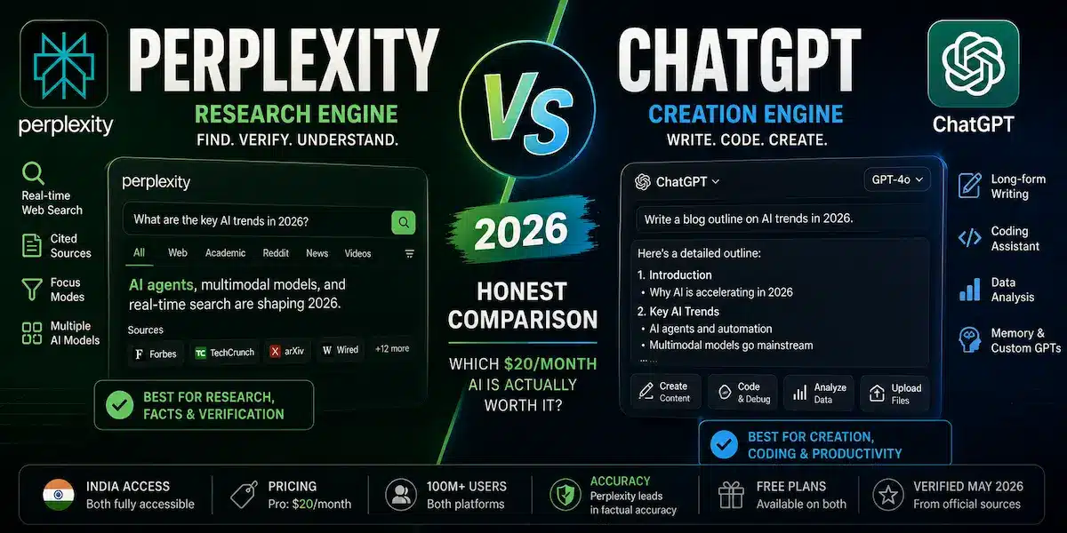perplexity ai vs chatgpt 2026 — comparison of features, pricing and use cases