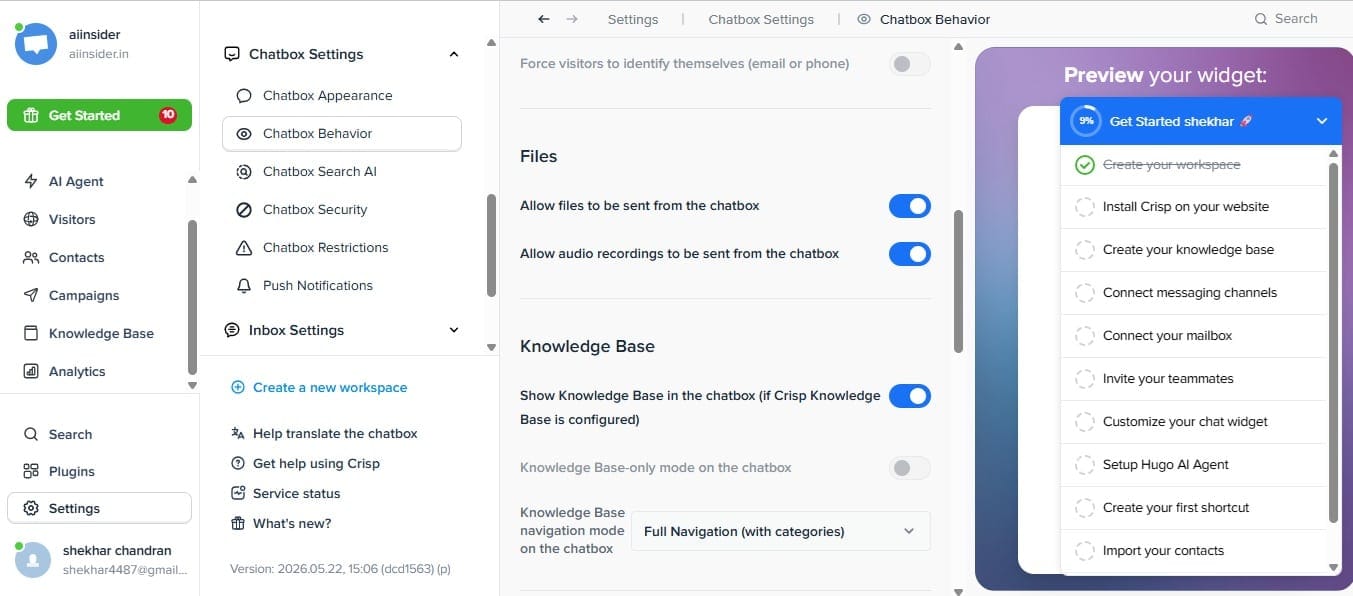 crisp chat dashboard best ai chatbot tools for websites 2026