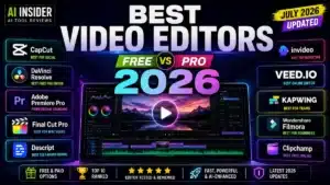Top 10 Video Editing Tools 2026: Free & Paid, Ranked Description: The best video editing tools 2026 has to offer — CapCut, DaVinci Resolve, Premiere Pro, Descript and more, with free-tier options, pricing, and real user reviews. Slug: top-10-video-editing-tools-2026 Focus keyword: best video editing software Note: I've corrected the AI tools file's title tag, which still had "(July)" in it from before we talked about dropping the month — want me to update that file to match, or are you setting these fields directly in WordPress/Yoast now?