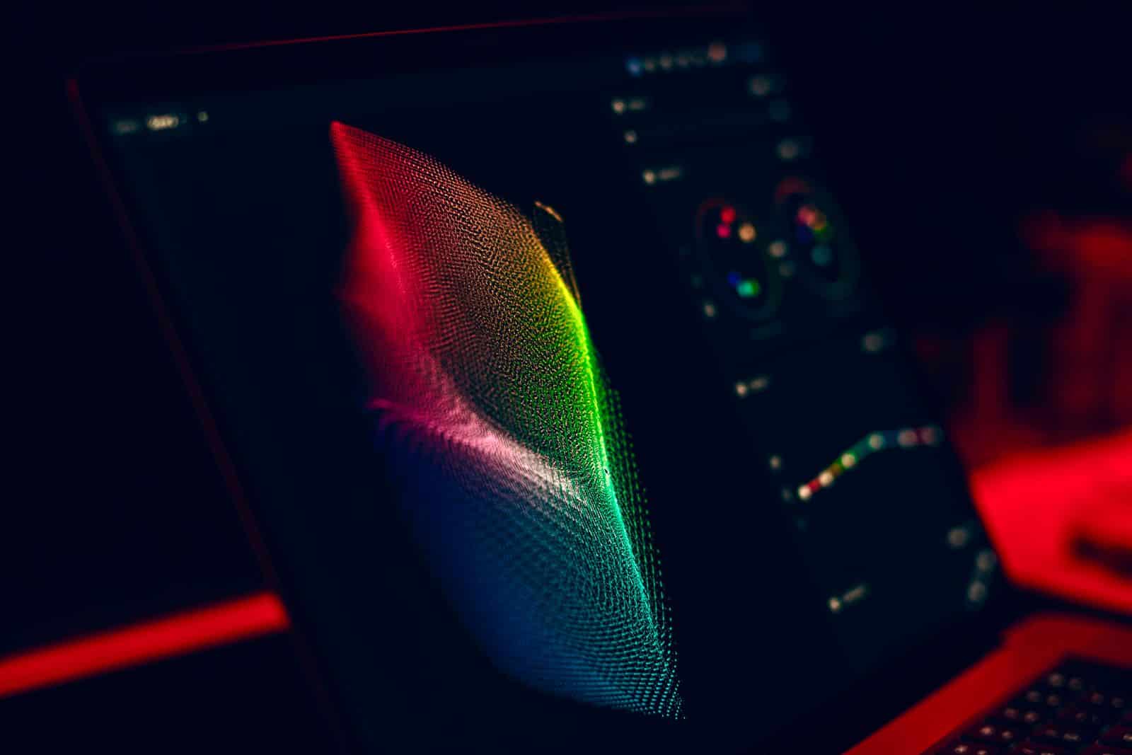Colorful abstract 3D graphics rendered on a computer screen, representing generative AI image output