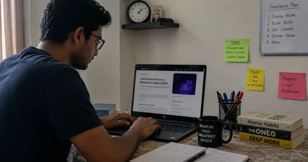 How to Start an AI Freelance Business in India (2026): Pricing, First Clients, Legal Rules & Real Costs